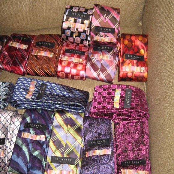 ❤️25 LOT TED BAKER Neckties Ties Paisley Stripe Polka Dot Retro Collector Lot - Picture 12 of 14